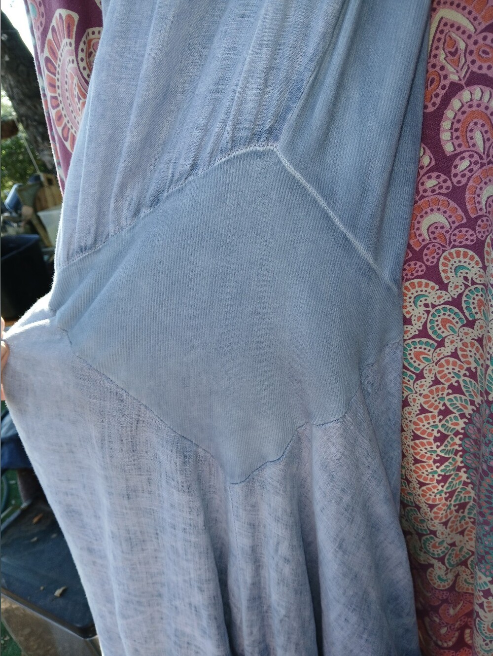 INIZIO Light Wash Asymetrical Sleeveless 100% Italian Linen Maxi Dress - Picture 4 of 8